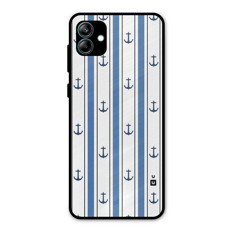 Anchor Stripe Lines Metal Back Case for Galaxy A04