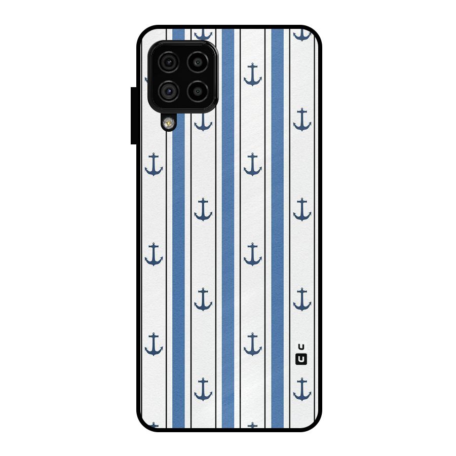 Anchor Stripe Lines Metal Back Case for Galaxy A22 4G