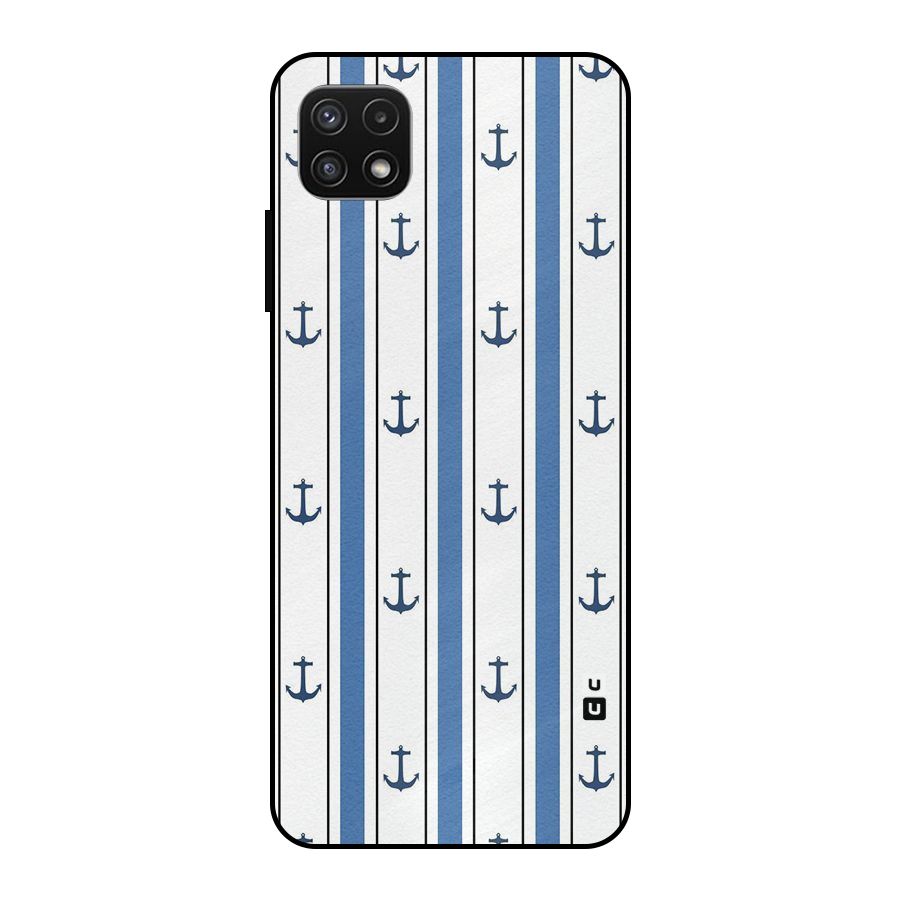 Anchor Stripe Lines Metal Back Case for Galaxy A22 5G