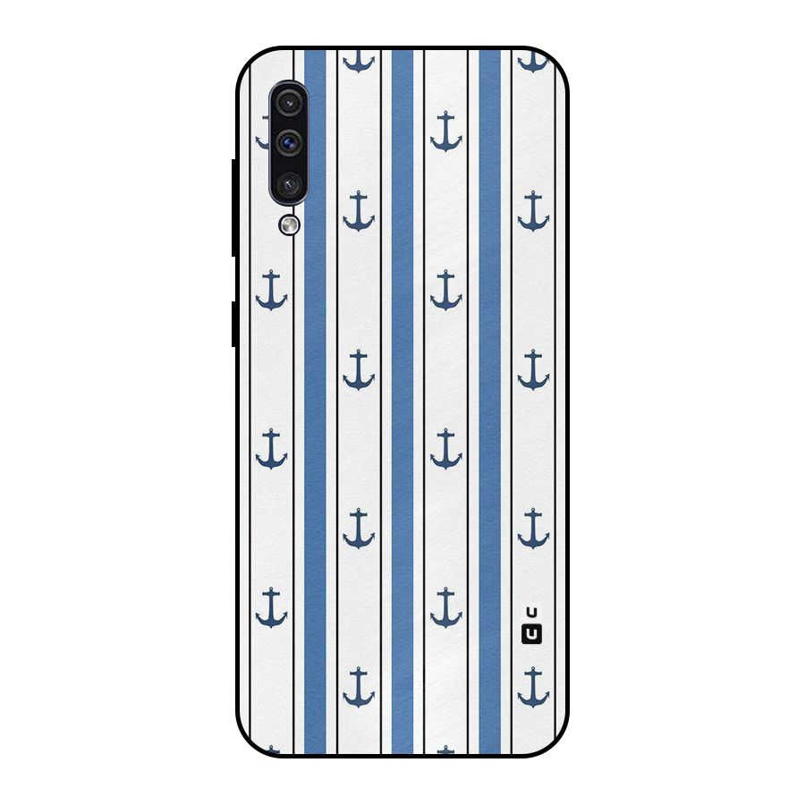 Anchor Stripe Lines Metal Back Case for Galaxy A30s