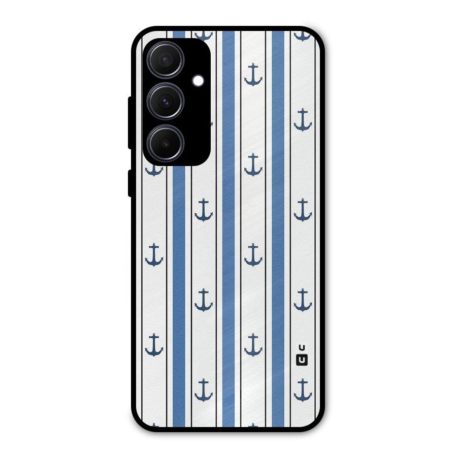 Anchor Stripe Lines Metal Back Case for Galaxy A35
