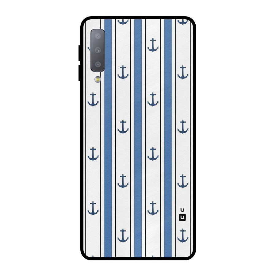 Anchor Stripe Lines Metal Back Case for Galaxy A7 (2018)