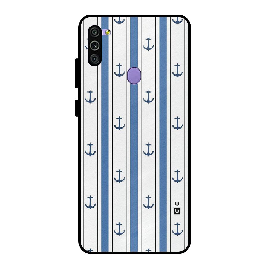 Anchor Stripe Lines Metal Back Case for Galaxy M11