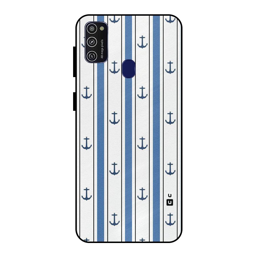 Anchor Stripe Lines Metal Back Case for Galaxy M21