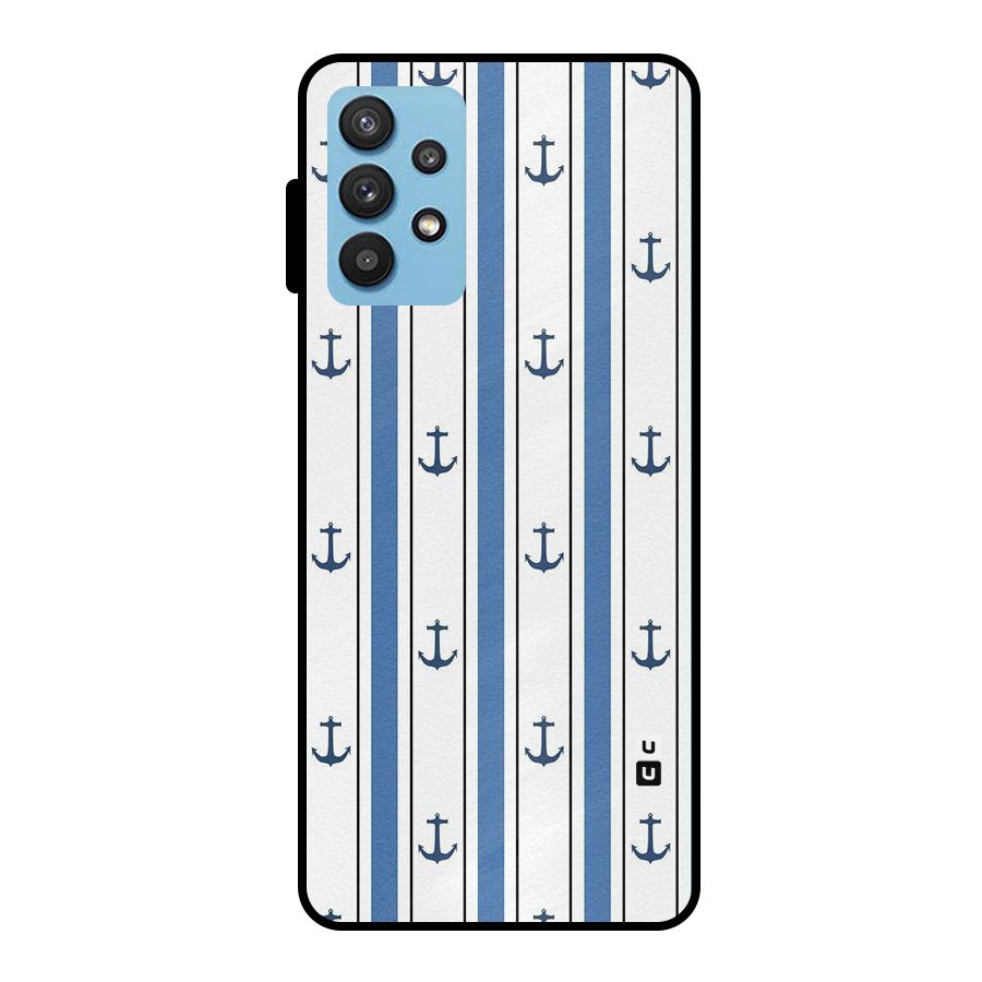 Anchor Stripe Lines Metal Back Case for Galaxy M32 5G