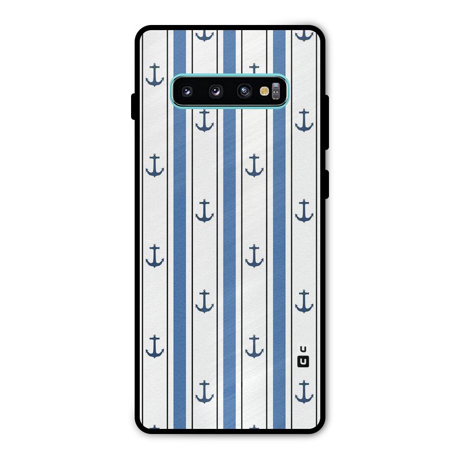 Anchor Stripe Lines Metal Back Case for Galaxy S10 Plus