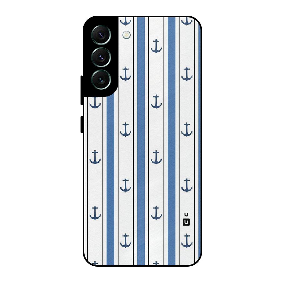 Anchor Stripe Lines Metal Back Case for Galaxy S22 Plus 5G