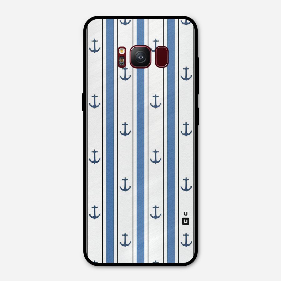 Anchor Stripe Lines Metal Back Case for Galaxy S8