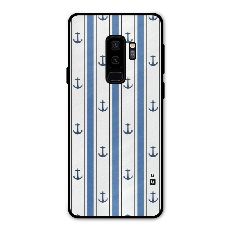 Anchor Stripe Lines Metal Back Case for Galaxy S9 Plus