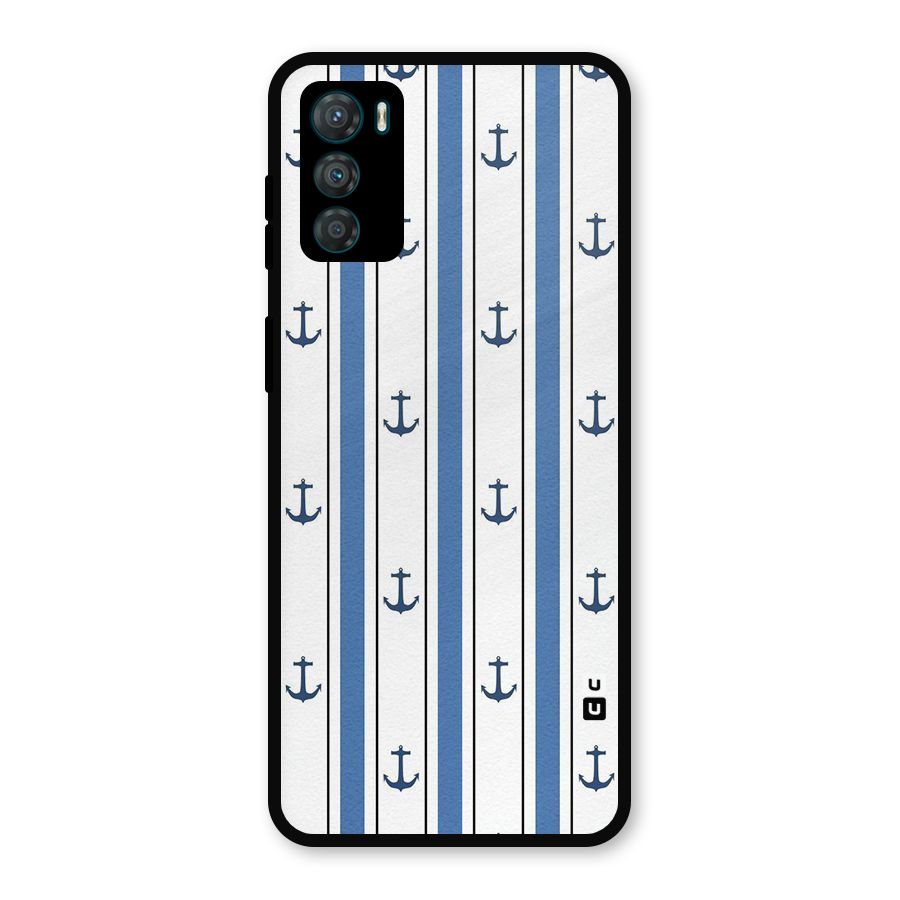 Anchor Stripe Lines Metal Back Case for Moto G42