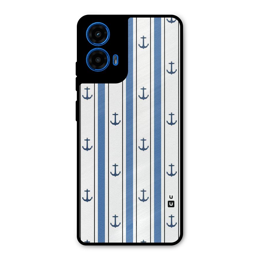 Anchor Stripe Lines Metal Back Case for Moto G45