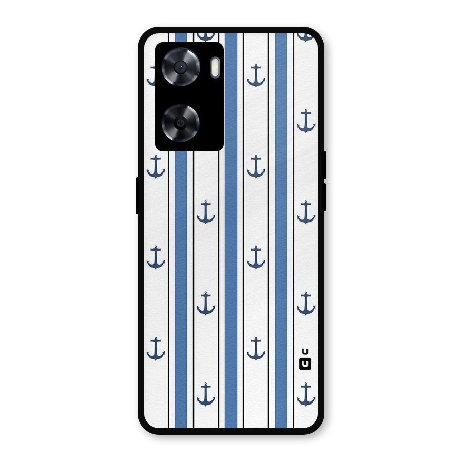 Anchor Stripe Lines Metal Back Case for Oppo A57 2022
