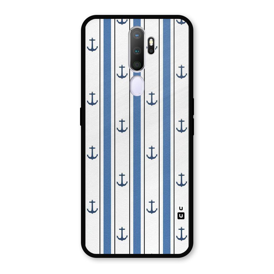 Anchor Stripe Lines Metal Back Case for Oppo A9 (2020)