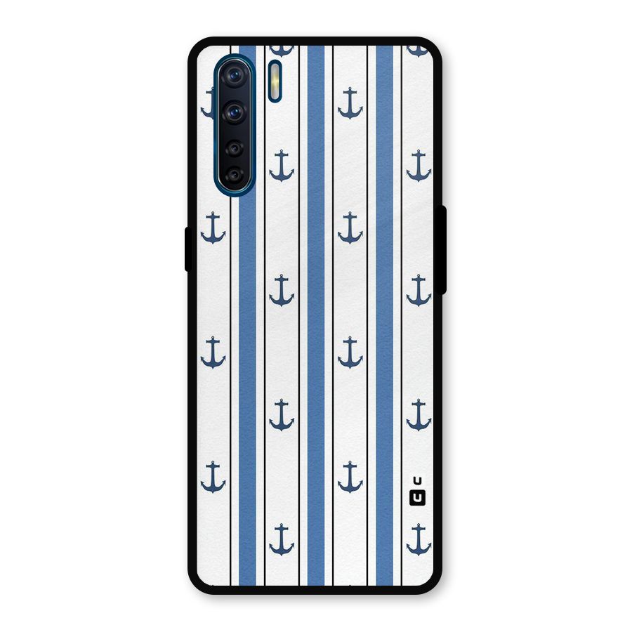 Anchor Stripe Lines Metal Back Case for Oppo F15