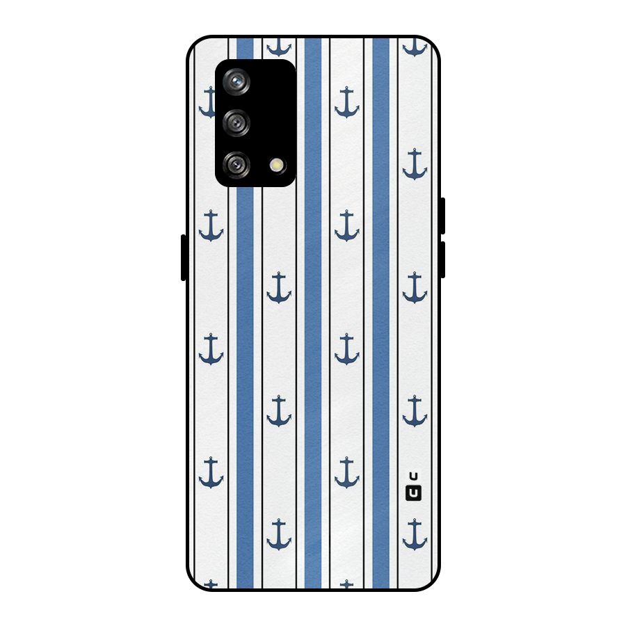 Anchor Stripe Lines Metal Back Case for Oppo F19