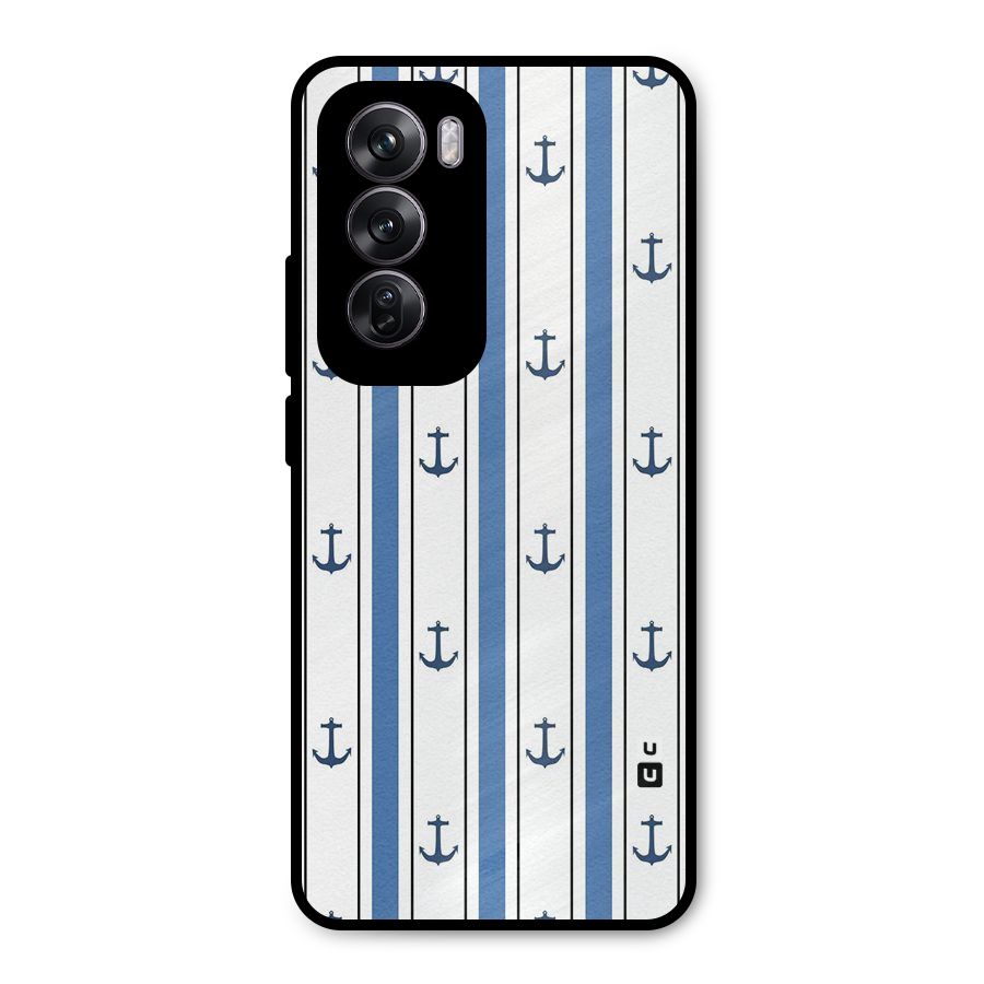 Anchor Stripe Lines Metal Back Case for Oppo Reno12 Pro
