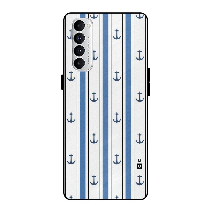 Anchor Stripe Lines Metal Back Case for Oppo Reno4 Pro