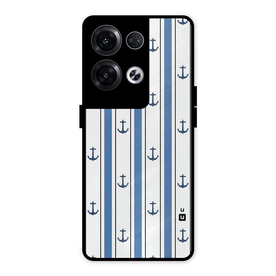 Anchor Stripe Lines Metal Back Case for Oppo Reno8 Pro 5G