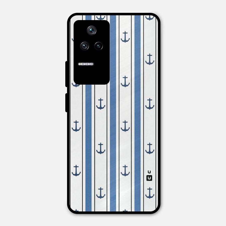Anchor Stripe Lines Metal Back Case for Poco F4 5G