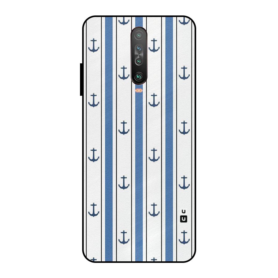 Anchor Stripe Lines Metal Back Case for Poco X2