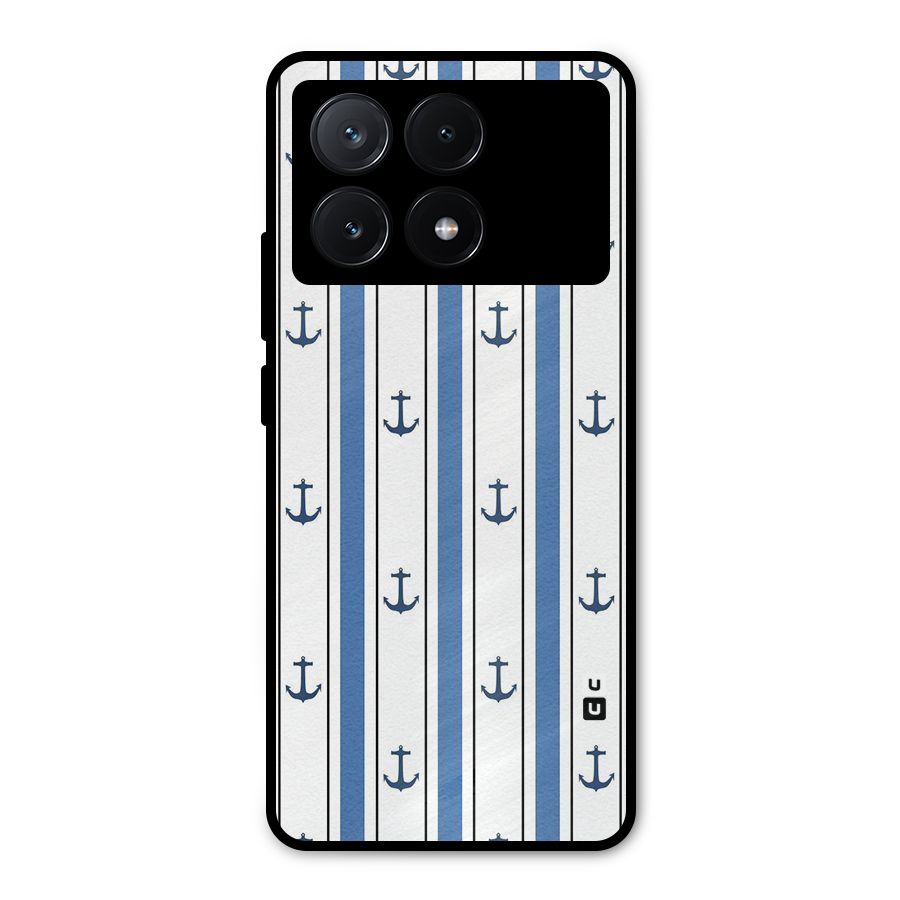 Anchor Stripe Lines Metal Back Case for Poco X6 Pro