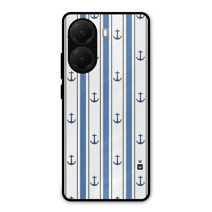 Anchor Stripe Lines Metal Back Case for Poco X7 Pro