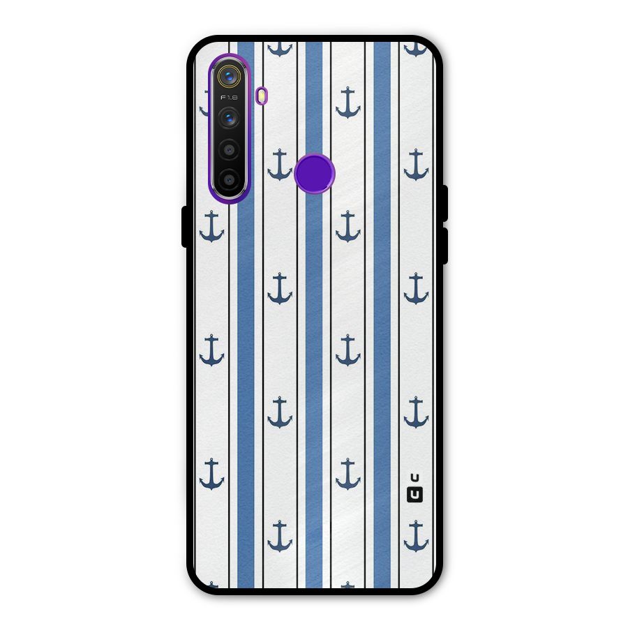 Anchor Stripe Lines Metal Back Case for Realme 5i