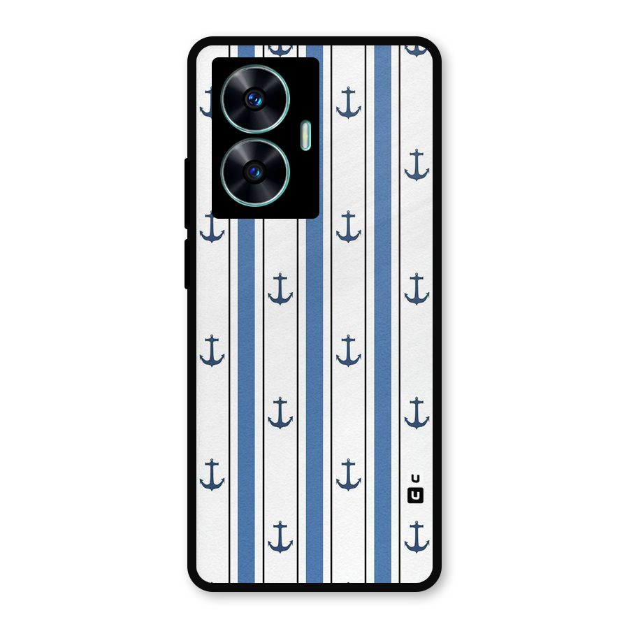 Anchor Stripe Lines Metal Back Case for Realme Narzo N55