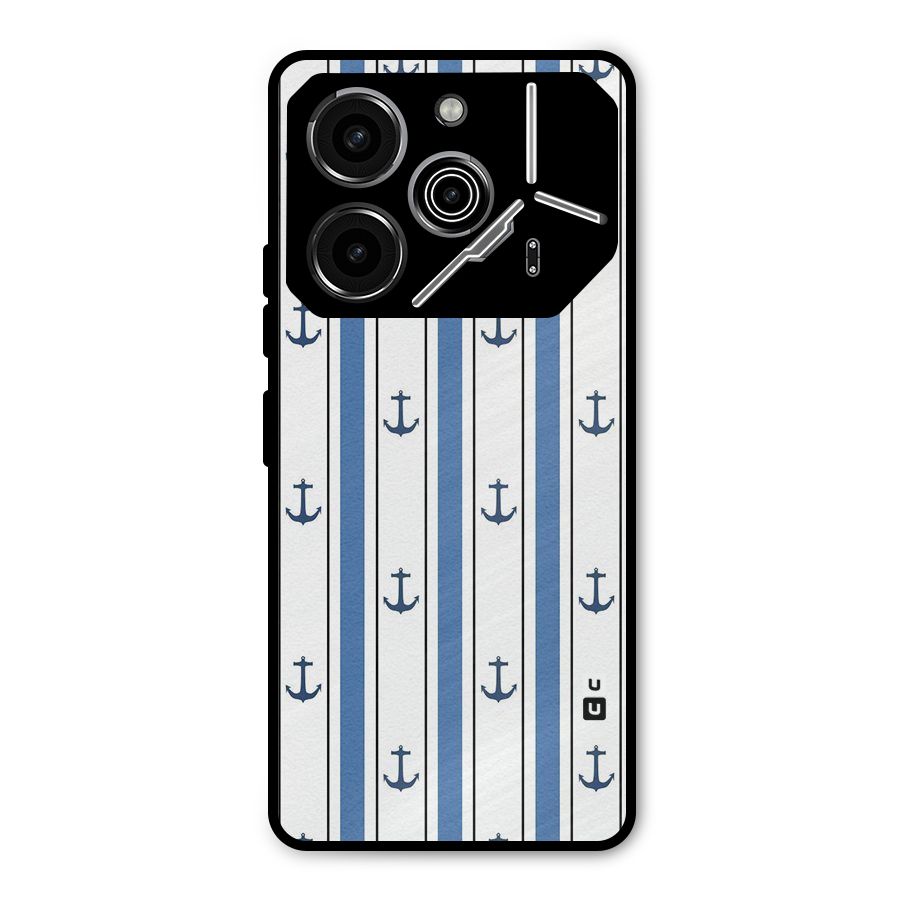 Anchor Stripe Lines Metal Back Case for Tecno Pova 6 Pro