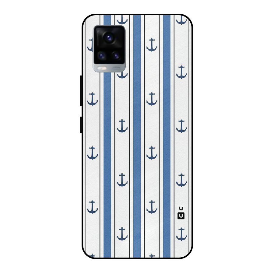Anchor Stripe Lines Metal Back Case for Vivo V20 2021