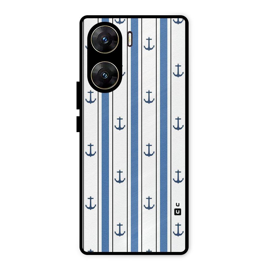 Anchor Stripe Lines Metal Back Case for Vivo V29e