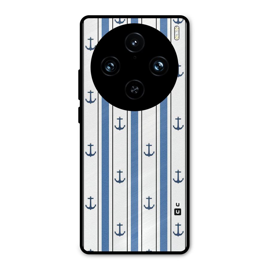 Anchor Stripe Lines Metal Back Case for Vivo X100 Pro