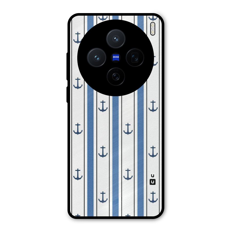 Anchor Stripe Lines Metal Back Case for Vivo X200