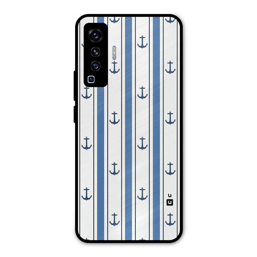 Anchor Stripe Lines Metal Back Case for Vivo X50