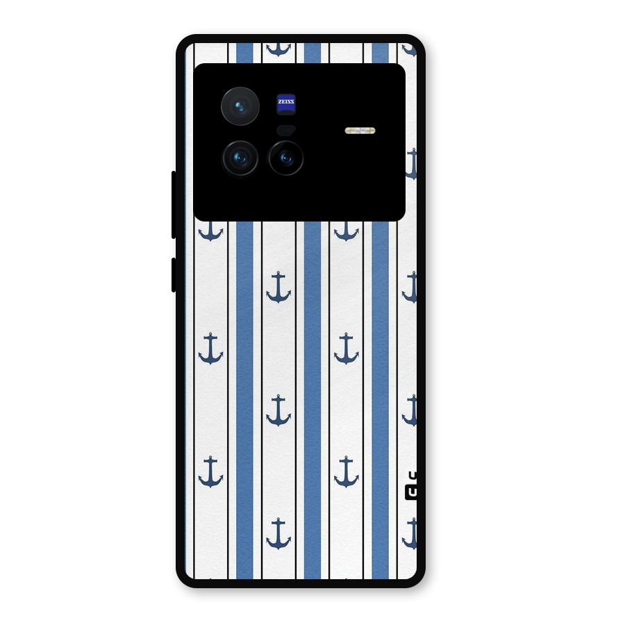 Anchor Stripe Lines Metal Back Case for Vivo X80