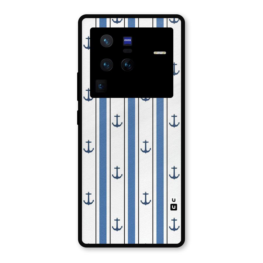 Anchor Stripe Lines Metal Back Case for Vivo X80 Pro