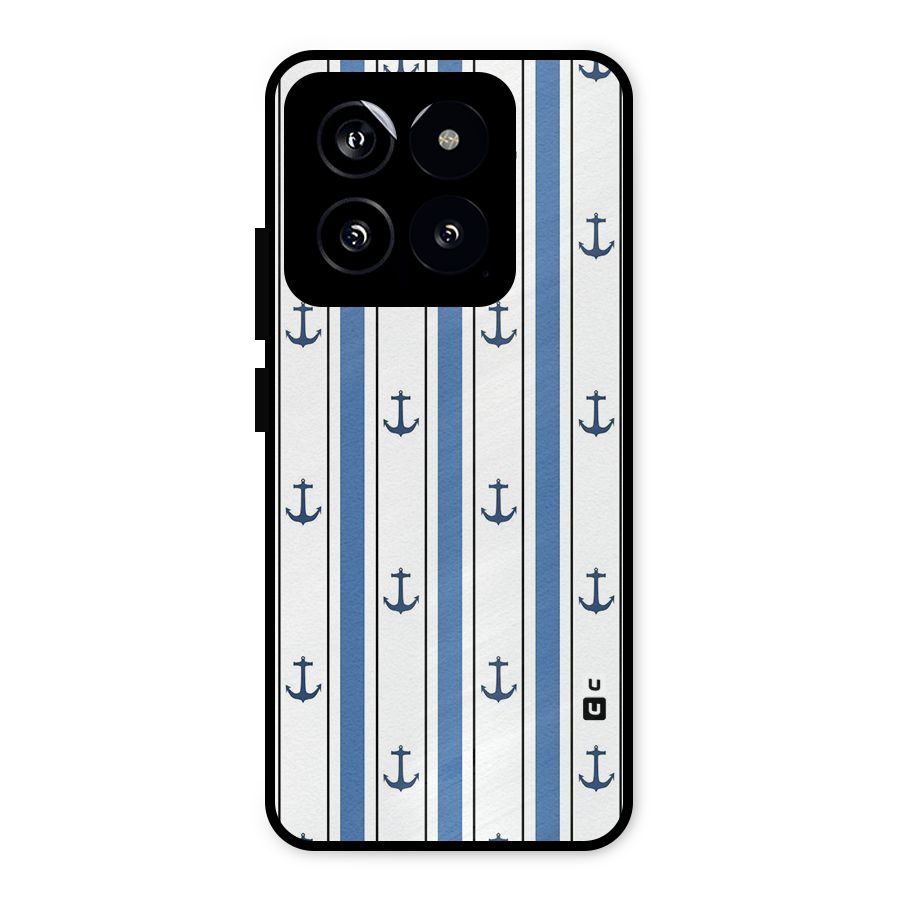 Anchor Stripe Lines Metal Back Case for Xiaomi 14
