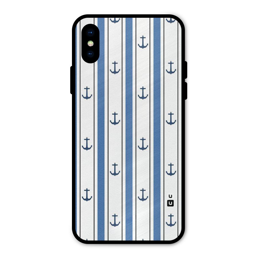 Anchor Stripe Lines Metal Back Case for iPhone XS