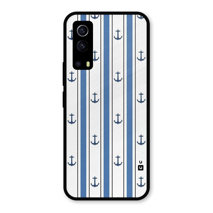 Anchor Stripe Lines Metal Back Case for iQOO Z3