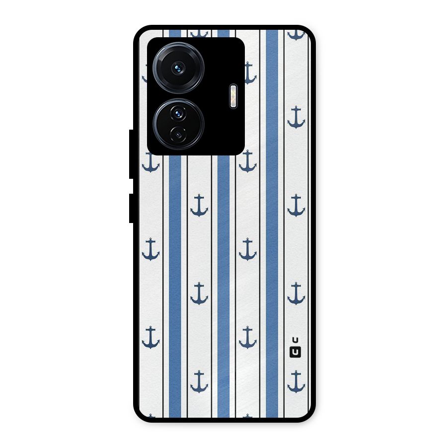 Anchor Stripe Lines Metal Back Case for iQOO Z6