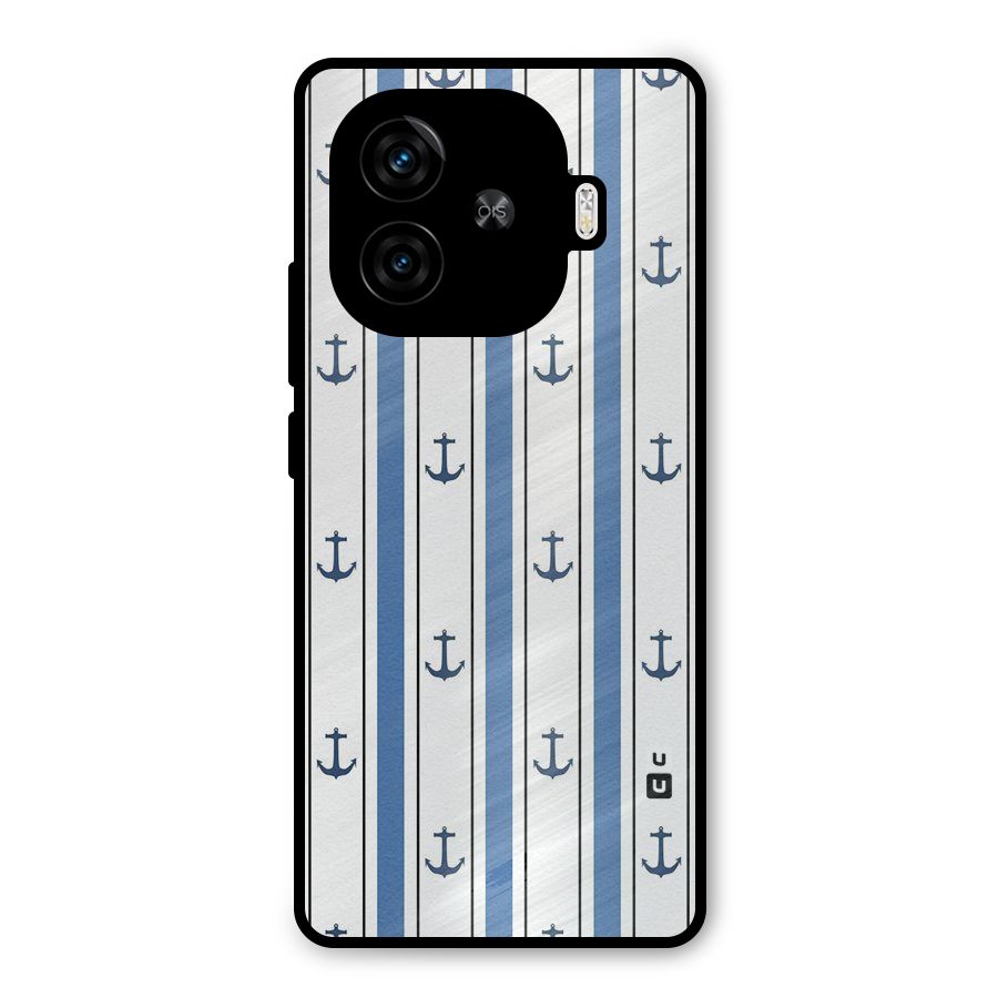 Anchor Stripe Lines Metal Back Case for iQOO Z9 Turbo