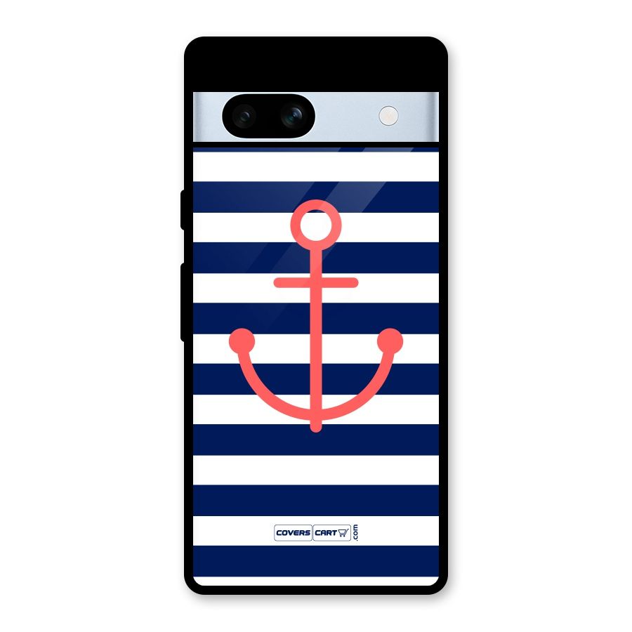 Anchor Stripes Glass Back Case for Google Pixel 7a