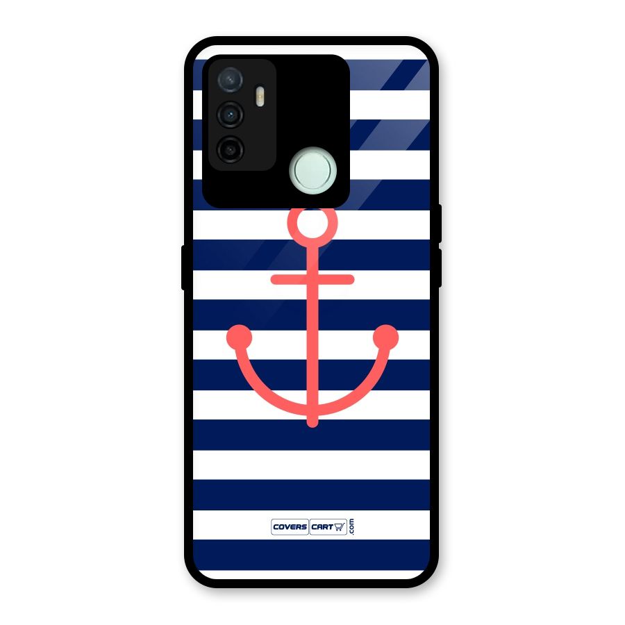 Anchor Stripes Glass Back Case for Oppo A53
