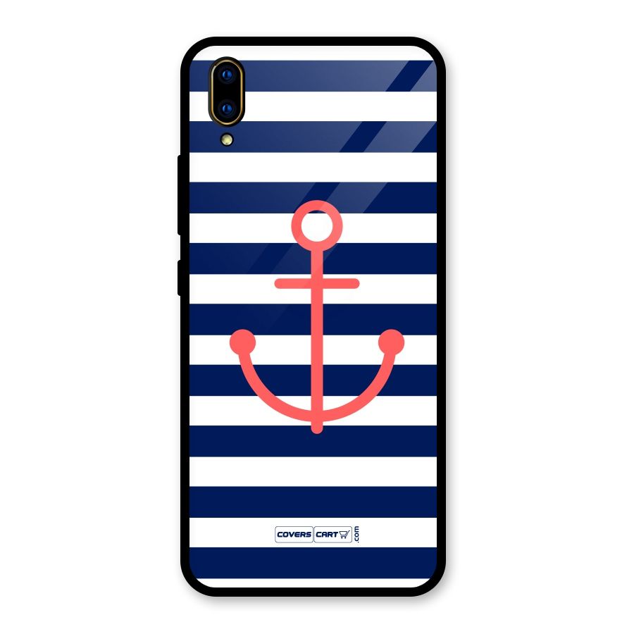 Anchor Stripes Glass Back Case for Vivo V11 Pro