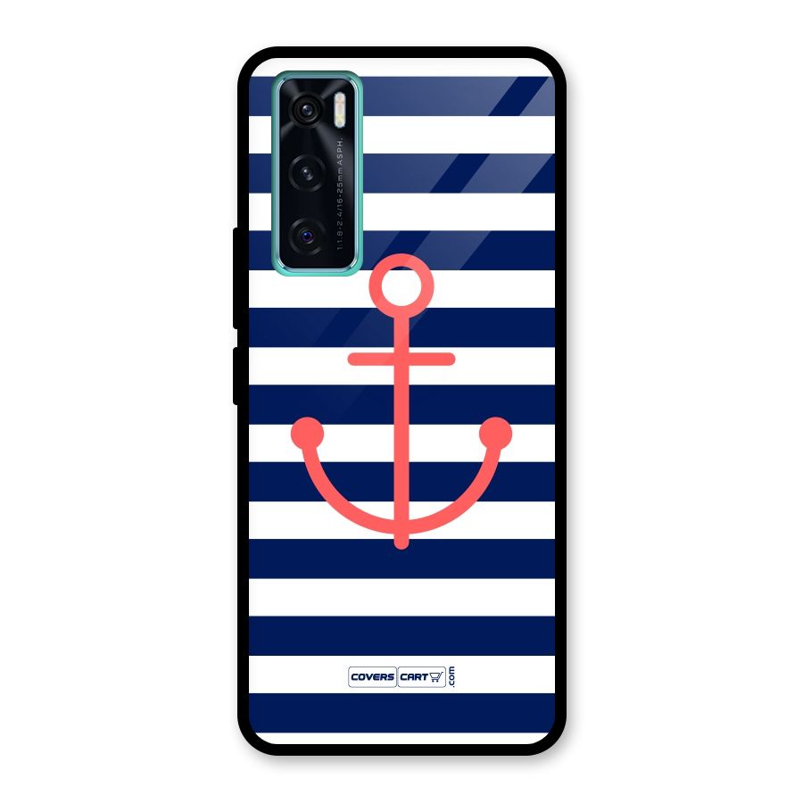 Anchor Stripes Glass Back Case for Vivo V20 SE