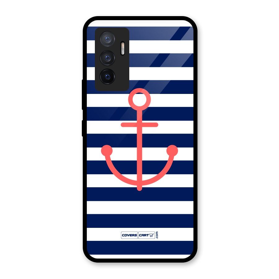 Anchor Stripes Glass Back Case for Vivo V23e