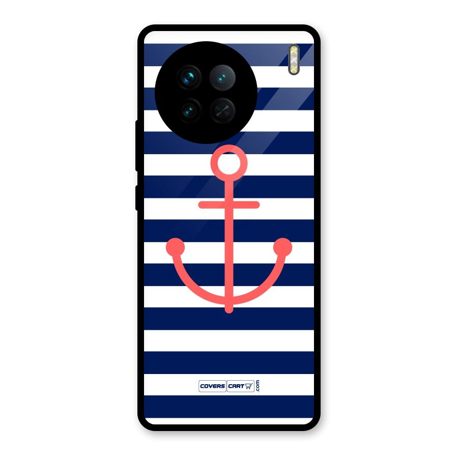 Anchor Stripes Glass Back Case for Vivo X90
