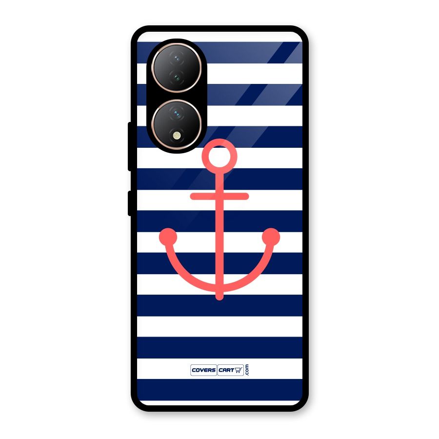 Anchor Stripes Glass Back Case for Vivo Y100A