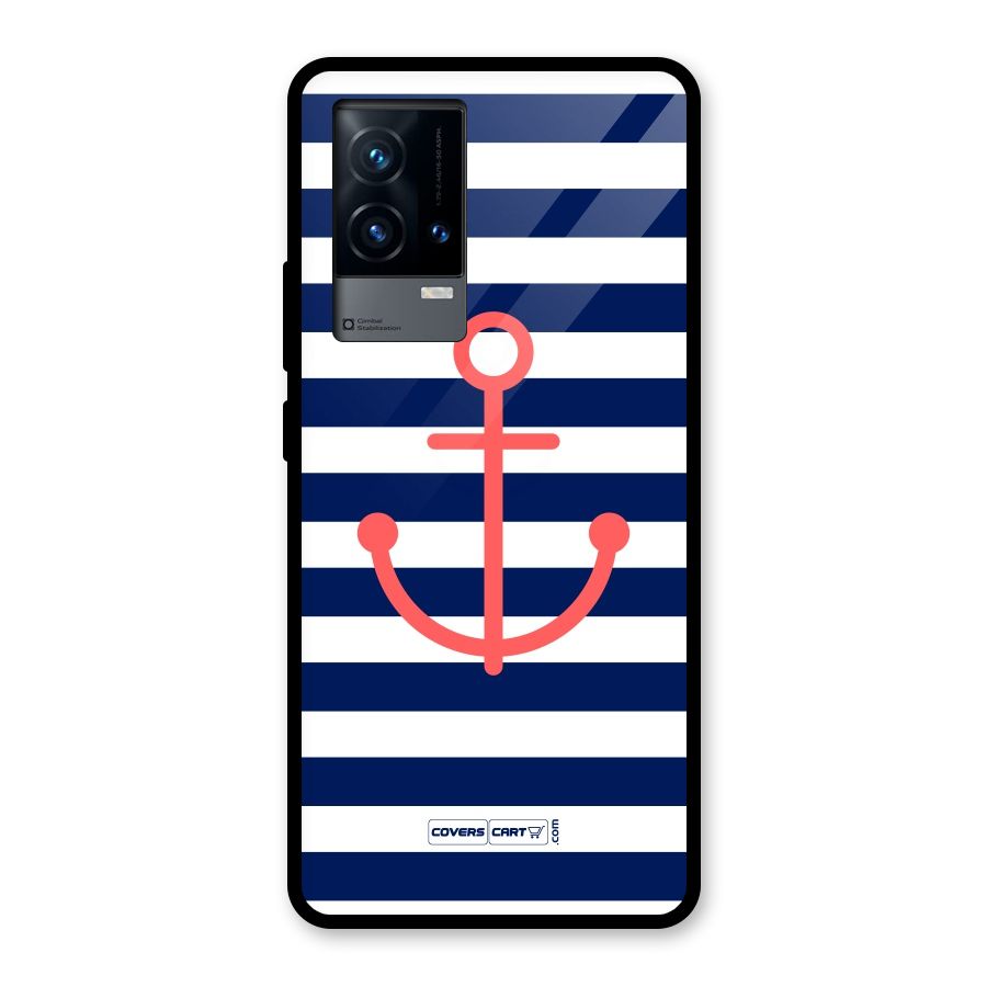 Anchor Stripes Glass Back Case for iQOO 9 5G
