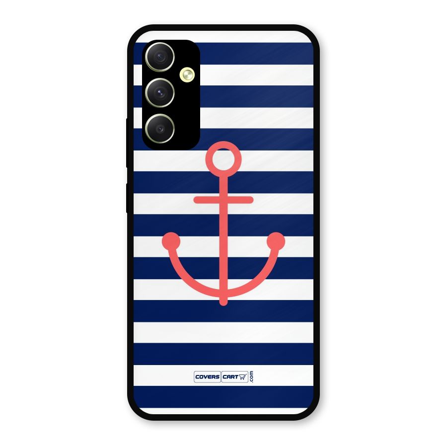 Anchor Stripes Metal Back Case for Galaxy A34